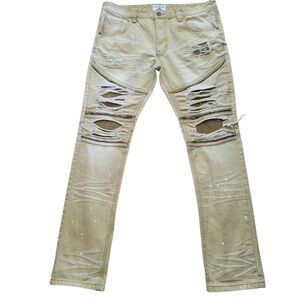 Smoke Rise Original Vintage Denim Destroyed Slim-Fit Jeans Size 38/34